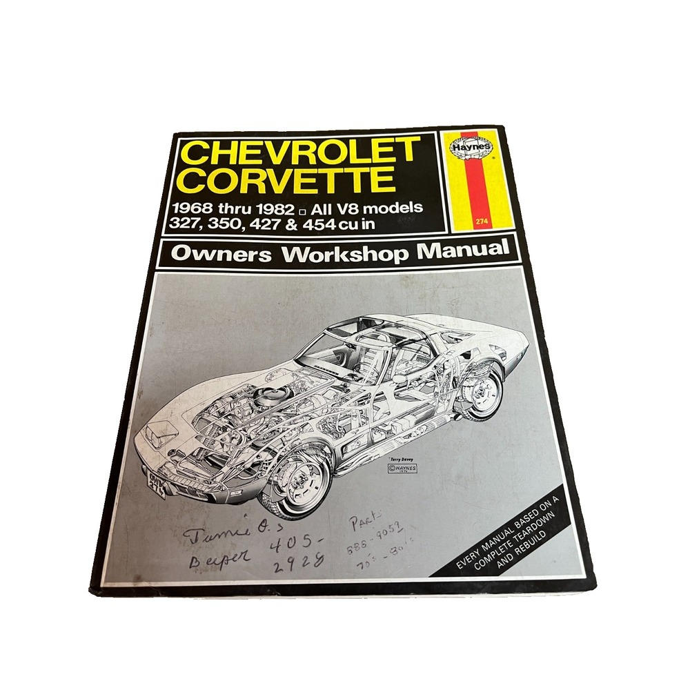 Vtg Haynes 1968-1982 Corvette‎ Repair Manual 327, 350, 427, 454 Shop Service DIY